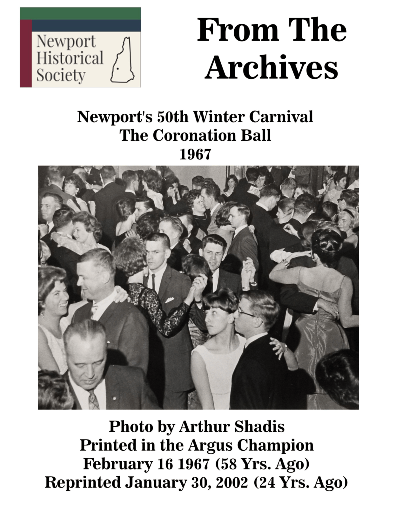 Historical photograph from Newport's 50th Winter Carnival, featuring attendees at The Coronation Ball in 1967.